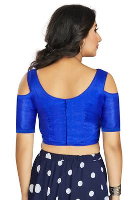 Blue Art Silk Cold Shoulder Sleeve Readymade Blouse 2