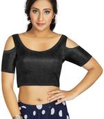 Black Art Silk Cold Shoulder Sleeve Readymade Blouse