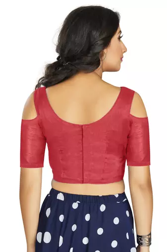 Gajri Art Silk Cold Shoulder Sleeve Readymade Blouse