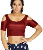 Maroon Art Silk Cold Shoulder Sleeve Readymade Blouse