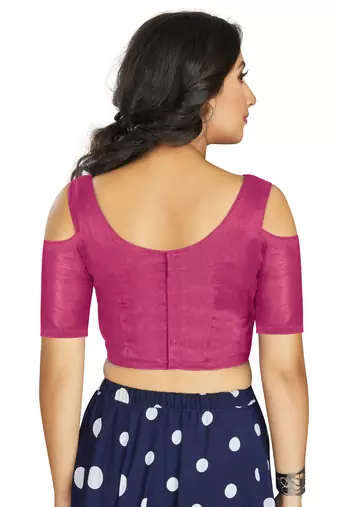 Pink Art Silk Cold Shoulder Sleeve Readymade Blouse