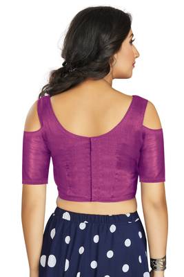 Purple Art Silk Cold Shoulder Sleeve Readymade Blouse 2