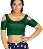 Green Art Silk Cold Shoulder Sleeve Readymade Blouse