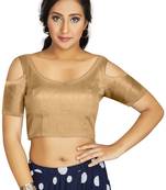 Beige Art Silk Cold Shoulder Sleeve Readymade Blouse
