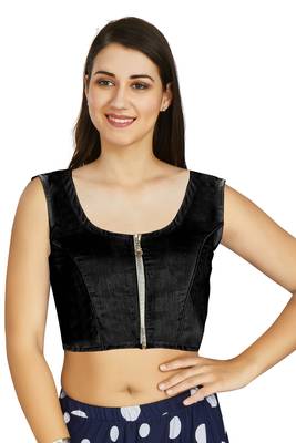 Black Art Silk Designer Traditional Readymade Blouse 1
