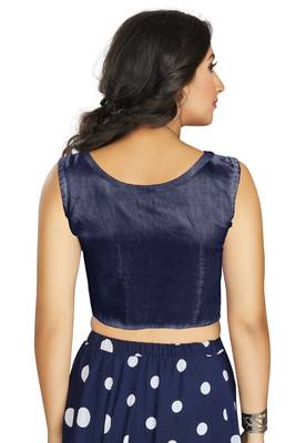 Navy Blue Art Silk Designer Traditional Readymade Blouse 2