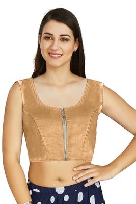 Beige Art Silk Designer Traditional Readymade Blouse 1