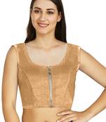 Beige Art Silk Designer Traditional Readymade Blouse