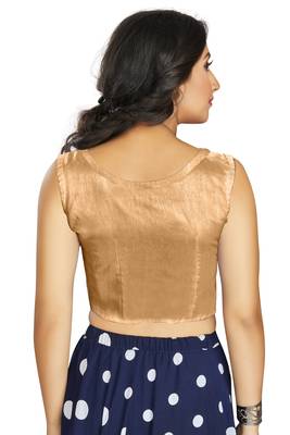 Beige Art Silk Designer Traditional Readymade Blouse 2