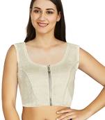 Off White Art Silk Designer Traditional Readymade Blouse