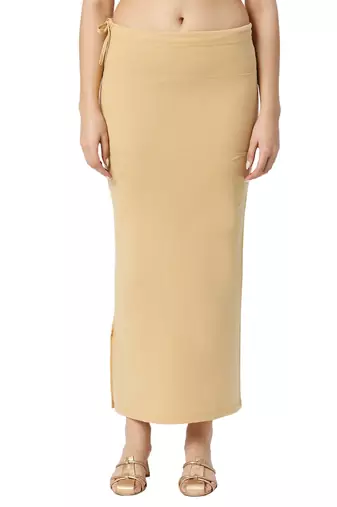 Neckbook Light Brown Solid Drawstring Best Slim Fit Saree Shapewear for Women