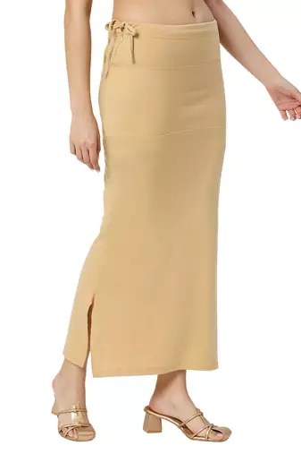 Neckbook Light Brown Solid Drawstring Best Slim Fit Saree Shapewear for Women