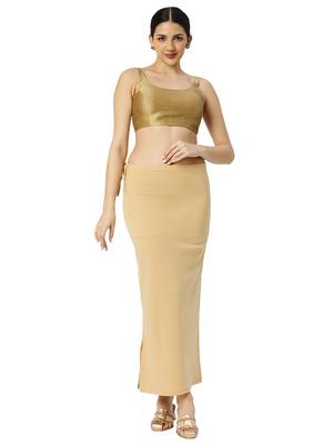 Neckbook Light Brown Solid Drawstring Best Slim Fit Saree Shapewear for Women 4