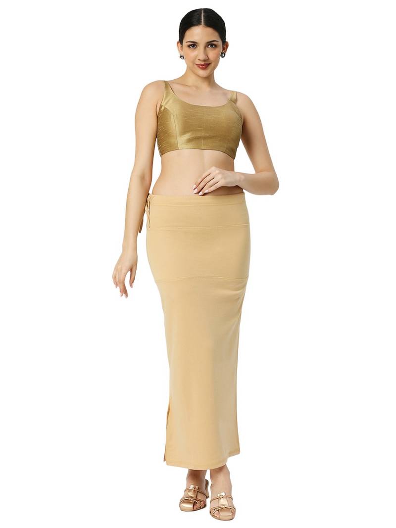 Neckbook Light Brown Solid Drawstring Best Slim Fit Saree Shapewear for Women