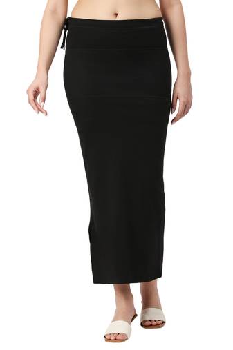 Neckbook Black Solid Drawstring Best Slim Fit Saree Shapewear for Women