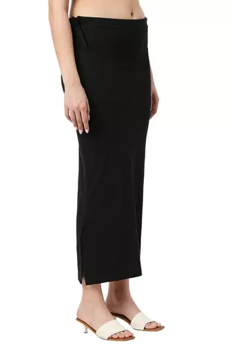 Neckbook Black Solid Drawstring Best Slim Fit Saree Shapewear for Women