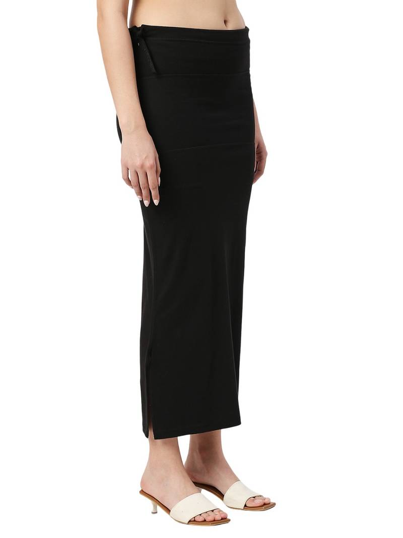 Neckbook Black Solid Drawstring Best Slim Fit Saree Shapewear for Women