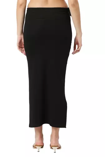 Neckbook Black Solid Drawstring Best Slim Fit Saree Shapewear for Women