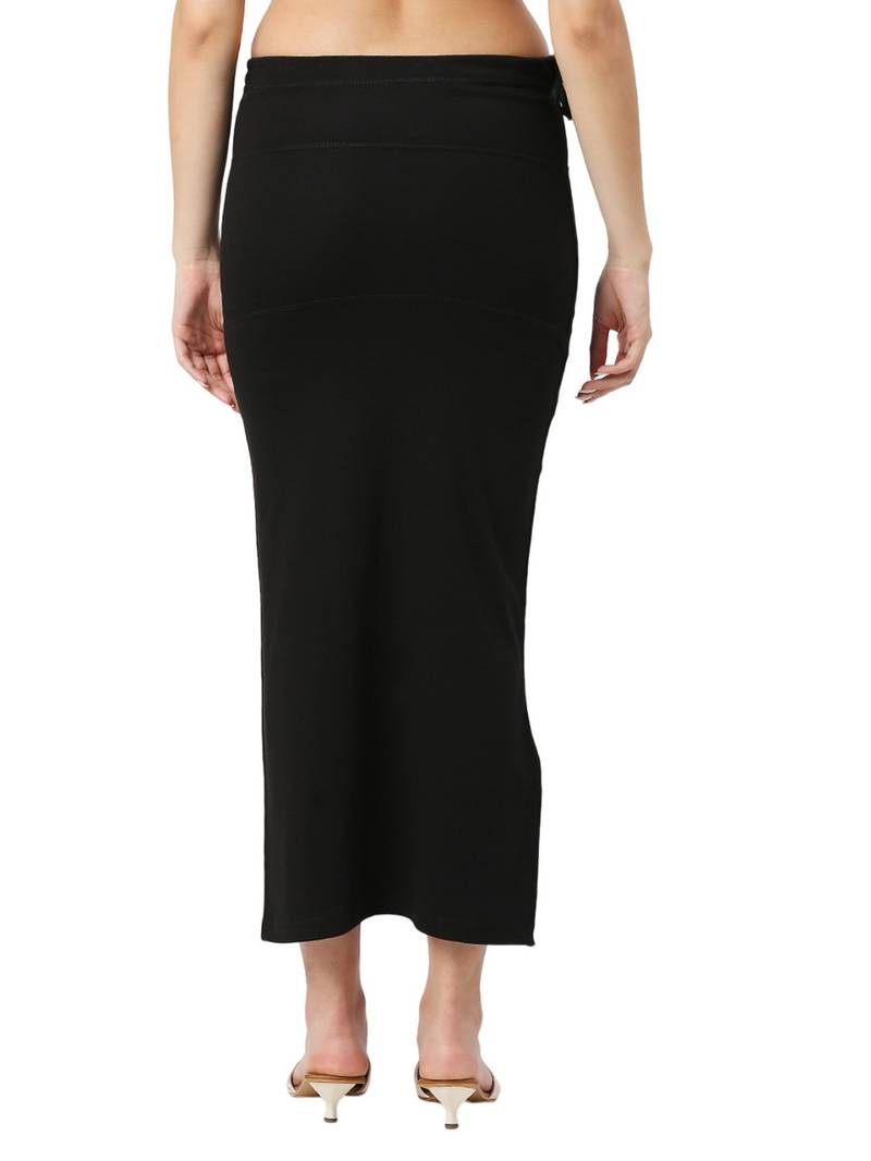 Neckbook Black Solid Drawstring Best Slim Fit Saree Shapewear for Women