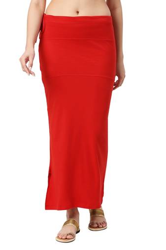 Neckbook Red Solid Drawstring Best Slim Fit Saree Shapewear for Women