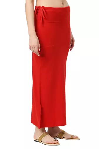 Neckbook Red Solid Drawstring Best Slim Fit Saree Shapewear for Women