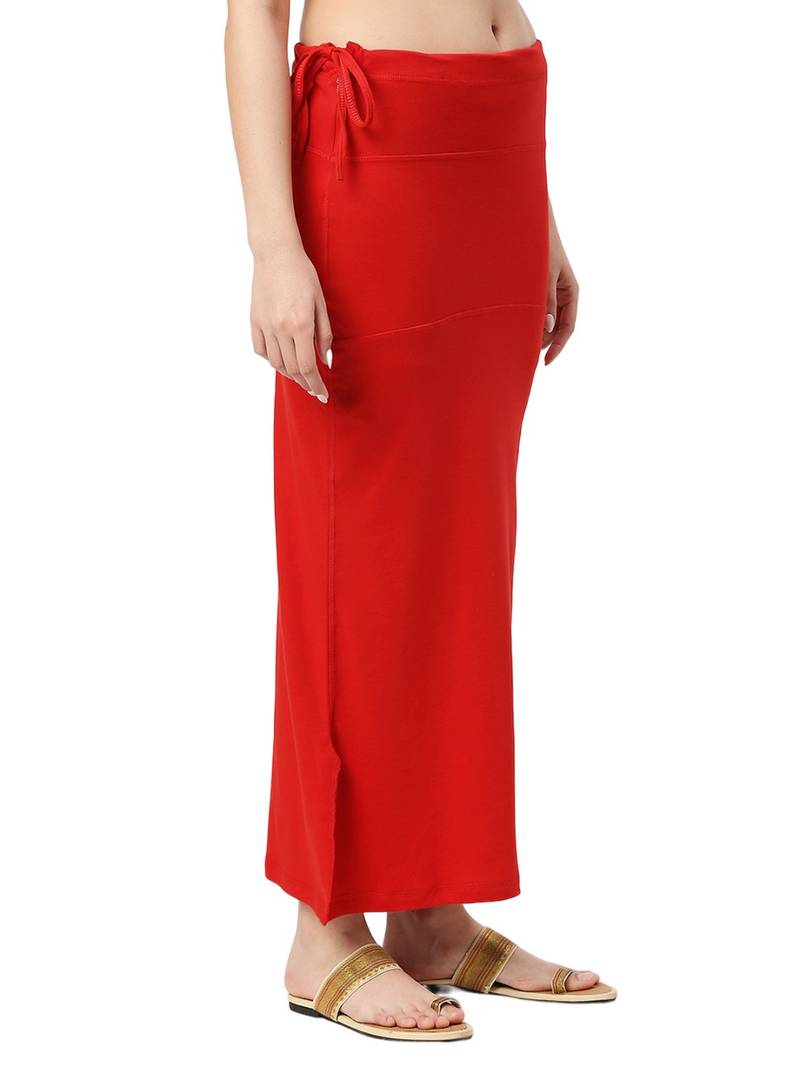 Neckbook Red Solid Drawstring Best Slim Fit Saree Shapewear for Women
