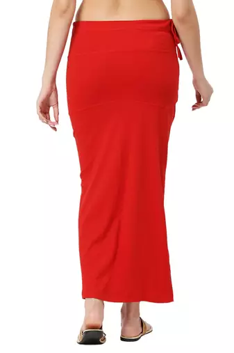 Neckbook Red Solid Drawstring Best Slim Fit Saree Shapewear for Women