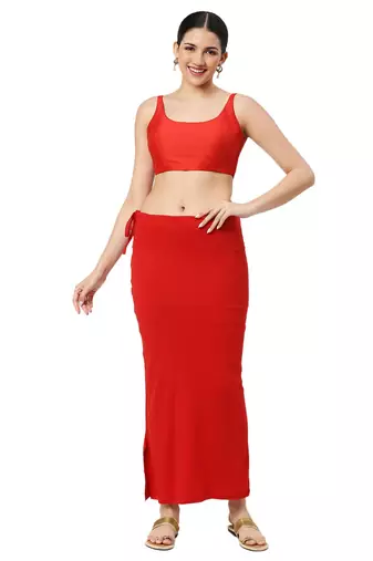 Neckbook Red Solid Drawstring Best Slim Fit Saree Shapewear for Women