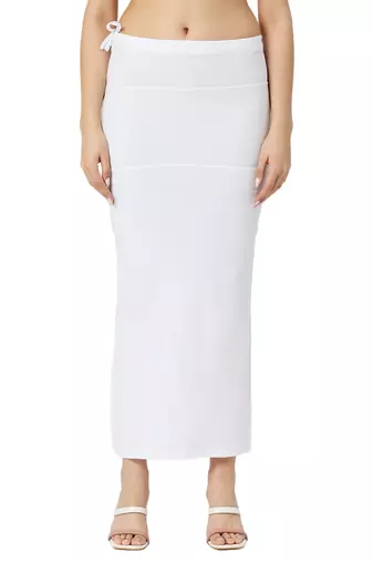Neckbook White Solid Drawstring Best Slim Fit Saree Shapewear for Women