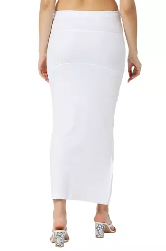 Neckbook White Solid Drawstring Best Slim Fit Saree Shapewear for Women