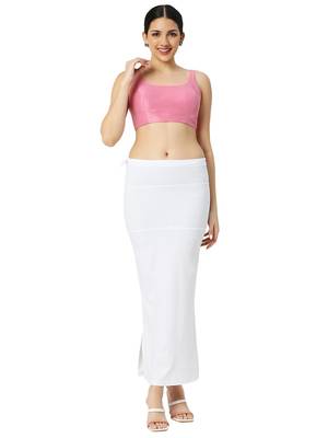 Neckbook White Solid Drawstring Best Slim Fit Saree Shapewear for Women 4