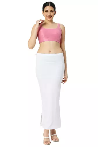 Neckbook White Solid Drawstring Best Slim Fit Saree Shapewear for Women