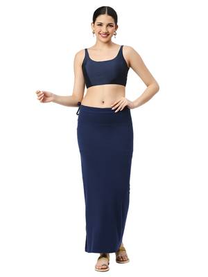 Neckbook Navy Blue Solid Drawstring Best Slim Fit Saree Shapewear for Women 4