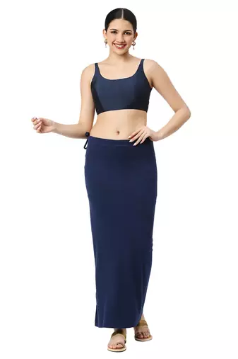 Neckbook Navy Blue Solid Drawstring Best Slim Fit Saree Shapewear for Women