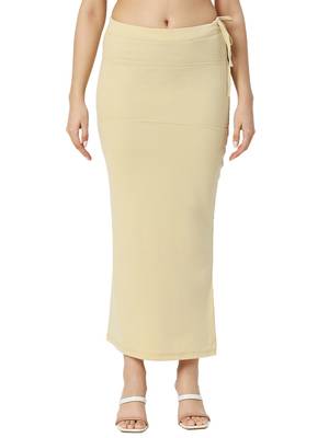Neckbook Cream Solid Drawstring Best Slim Fit Saree Shapewear for Women 1