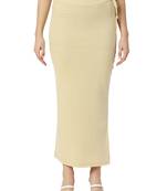 Neckbook Cream Solid Drawstring Best Slim Fit Saree Shapewear for Women