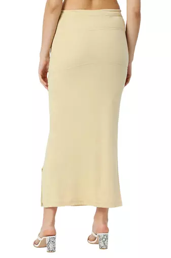 Neckbook Cream Solid Drawstring Best Slim Fit Saree Shapewear for Women