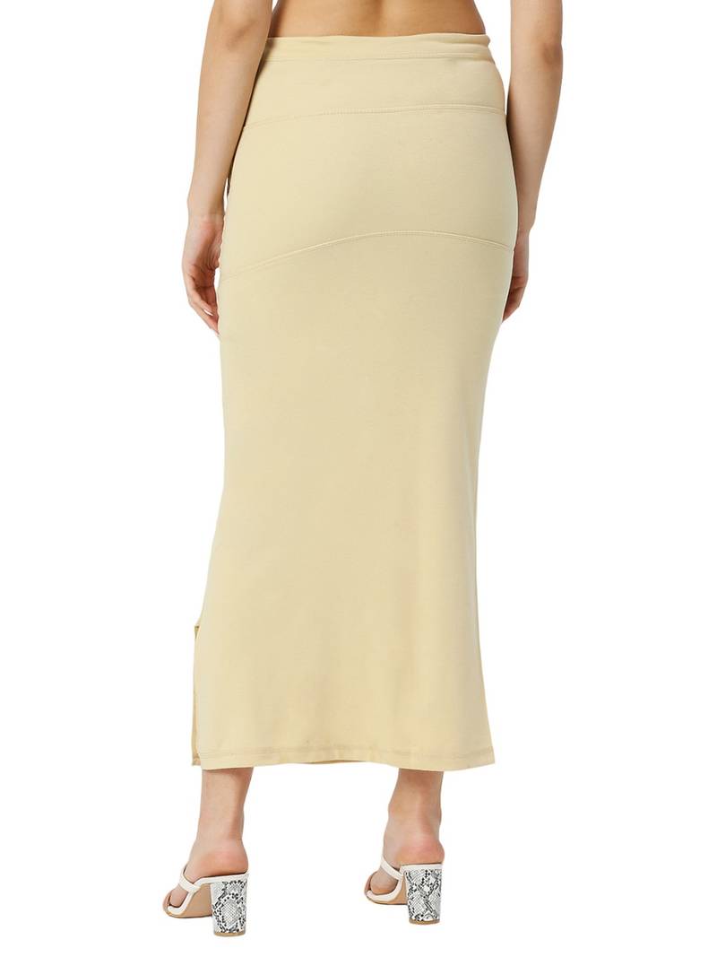 Neckbook Cream Solid Drawstring Best Slim Fit Saree Shapewear for Women