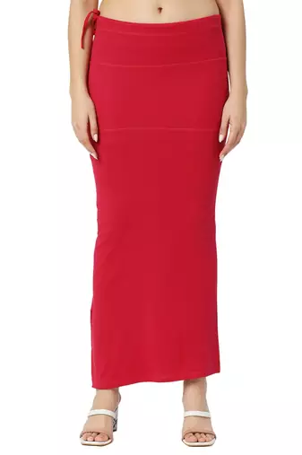 Neckbook Poppy Red Solid Drawstring Best Slim Fit Saree Shapewear for Women