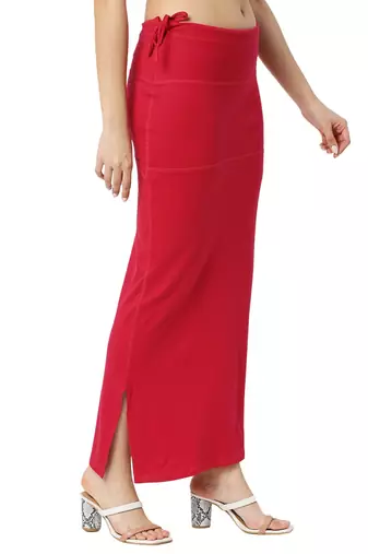 Neckbook Poppy Red Solid Drawstring Best Slim Fit Saree Shapewear for Women