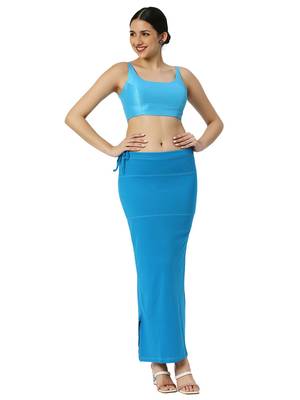 Neckbook Cobalt Blue Solid Drawstring Best Slim Fit Saree Shapewear for Women 4