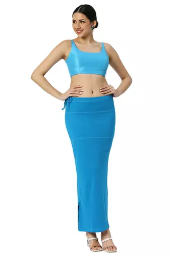 Neckbook Cobalt Blue Solid Drawstring Best Slim Fit Saree Shapewear for Women
