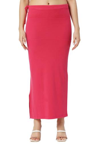 Neckbook Pink Solid Drawstring Best Slim Fit Saree Shapewear for Women