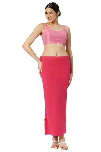 Neckbook Pink Solid Drawstring Best Slim Fit Saree Shapewear for Women