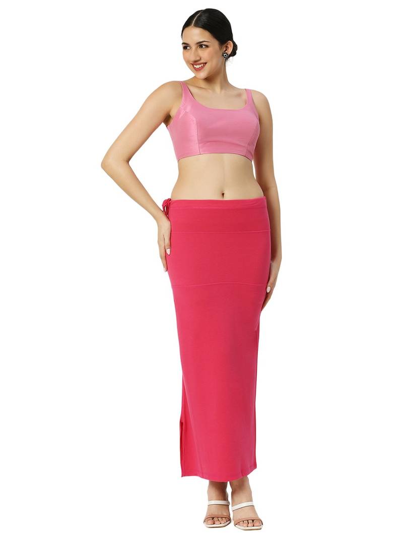 Neckbook Pink Solid Drawstring Best Slim Fit Saree Shapewear for Women