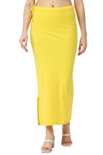 Neckbook Yellow Solid Drawstring Best Slim Fit Saree Shapewear for Women