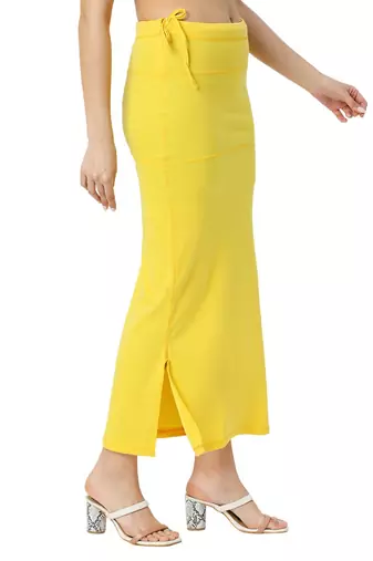 Neckbook Yellow Solid Drawstring Best Slim Fit Saree Shapewear for Women