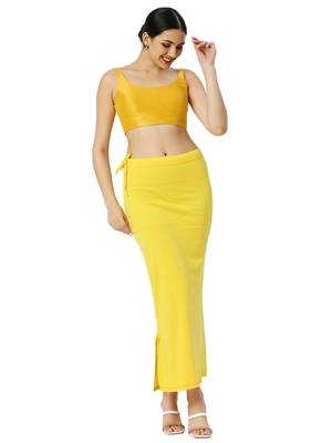 Neckbook Yellow Solid Drawstring Best Slim Fit Saree Shapewear for Women 4