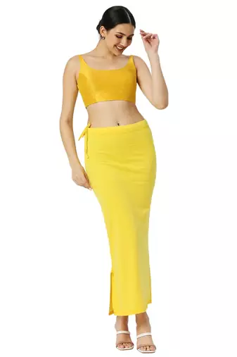 Neckbook Yellow Solid Drawstring Best Slim Fit Saree Shapewear for Women