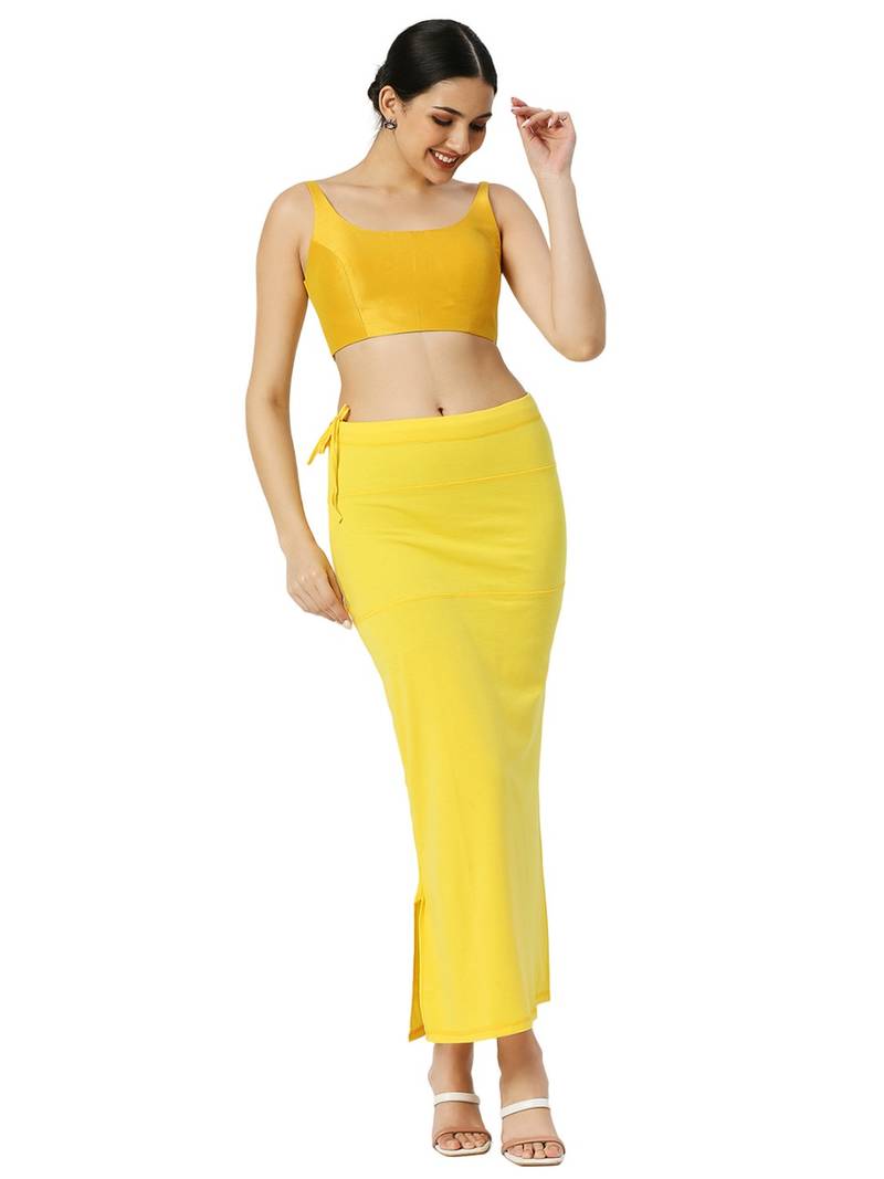 Neckbook Yellow Solid Drawstring Best Slim Fit Saree Shapewear for Women